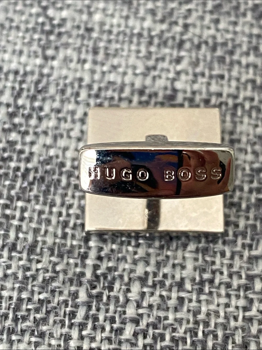 Hugo Boss Silver Textured Square Cufflinks